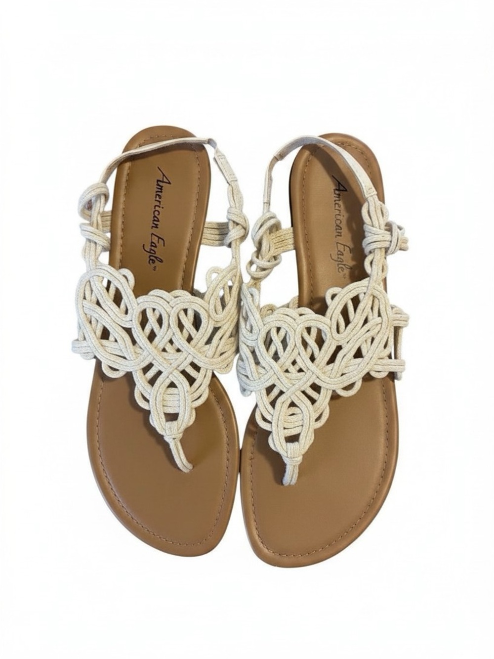 American Eagle by Payless Cream Knotted Rope Sandals 10